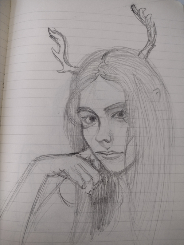 Girl with Antlers by Lo