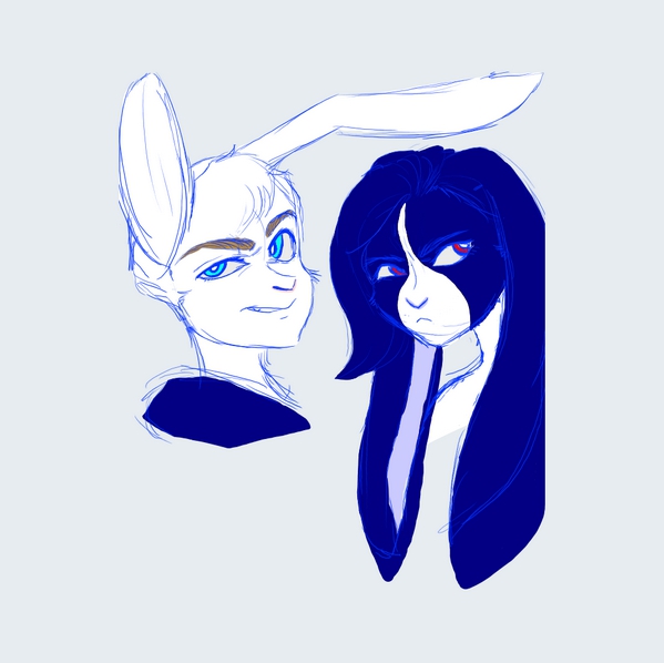 Rabbit Boy and Girl Sketch by Lo